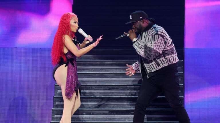 50 Cent Makes Surprise Appearance at Nicki Minaj's NYC Show